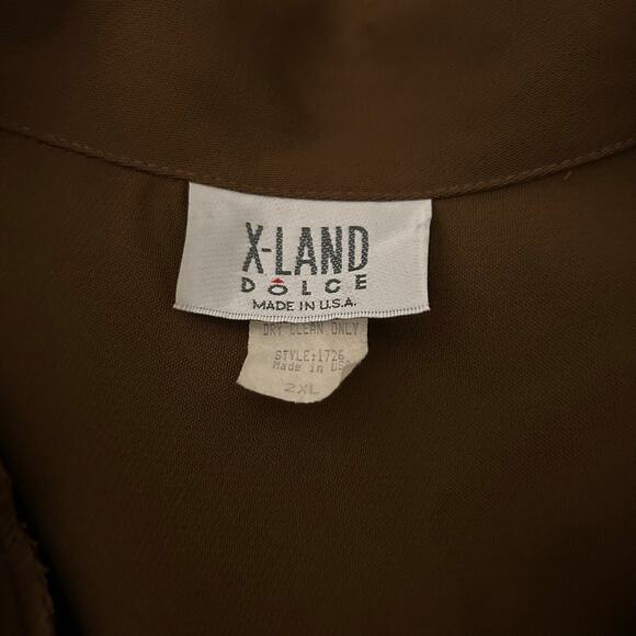 X-LAND DOLCE Jacket Long 2XL VTG USA Dark Brown Rhinestones Y2K Boho Whimsy Goth - Picture 8 of 14